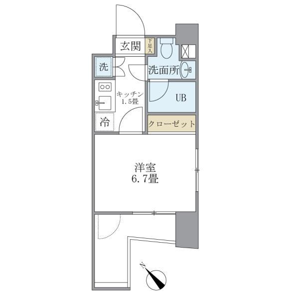 KDXレジデンス門前仲町(1K/2階)の間取り写真