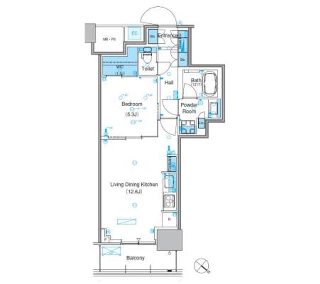 パークアクシス豊洲キャナル(1LDK/13階)の間取り写真