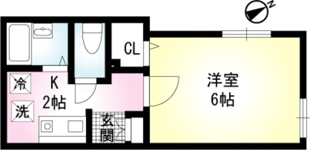 MODULOR馬込(1K/2階)の間取り写真