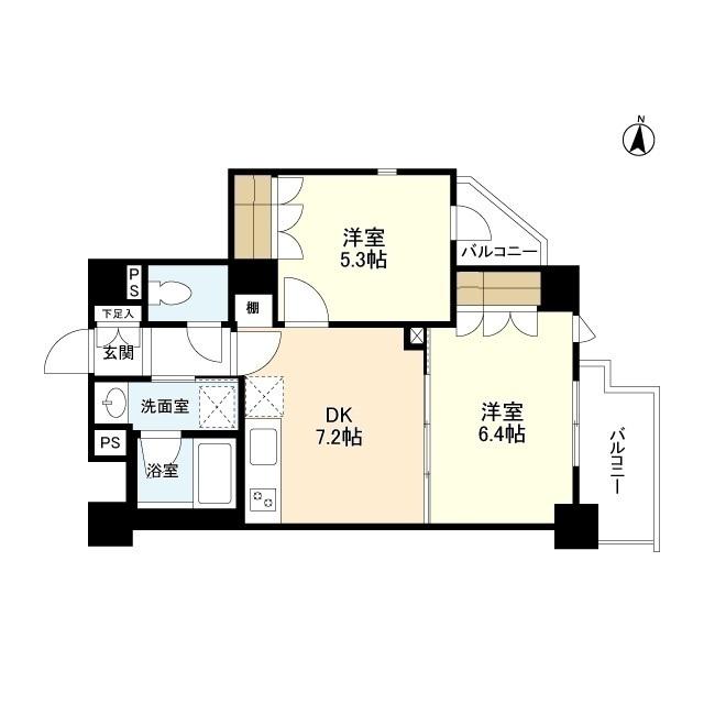 ガーデンコート池上(2DK/3階)の間取り写真