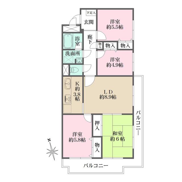 藤和シティコープ東寺尾(4LDK/4階)の間取り写真
