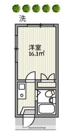 横須賀線 西大井駅 徒歩12分 2階建 築33年(1K/1階)の間取り写真