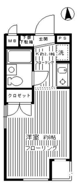 ファインコート等々力(1K/4階)の間取り写真