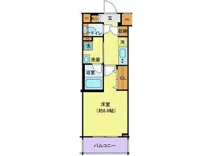 ディアレイシャス東京サウスパレス(1K/2階)の間取り写真