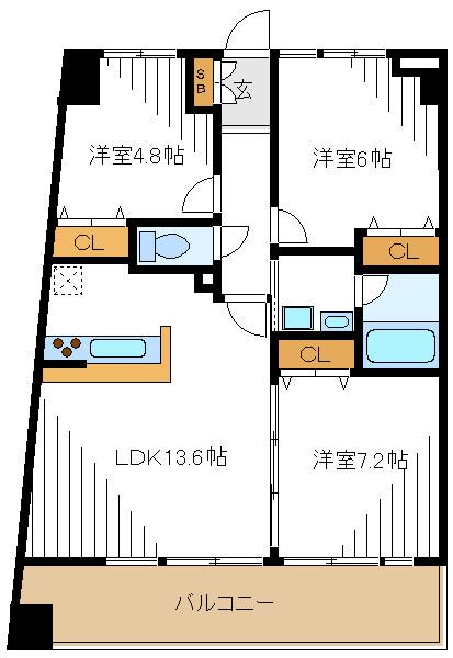 シャンティ等々力(3LDK/4階)の間取り写真