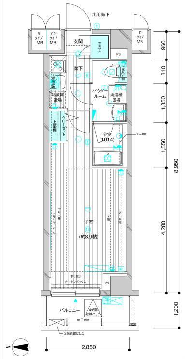 メインステージ蒲田Ⅶアイディアル(1K/2階)の間取り写真