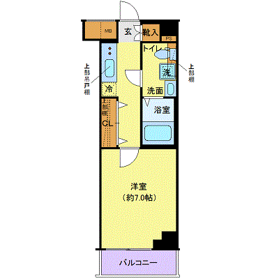 クレヴィスタ豊洲ベイサイドⅡ(1K/1階)の間取り写真
