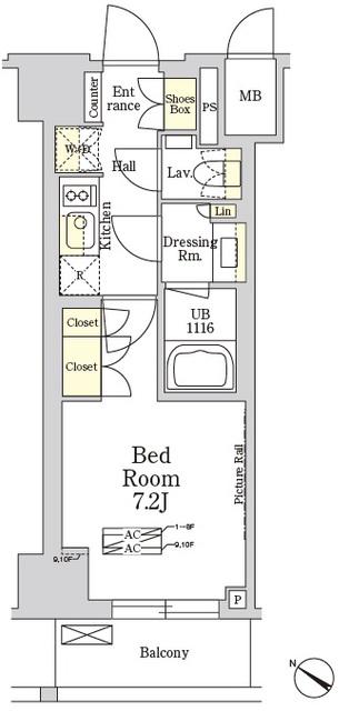 THE CLASS MINAMIAZABU(1K/10階)の間取り写真