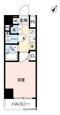 スカイコート北品川(1K/4階)の間取り写真