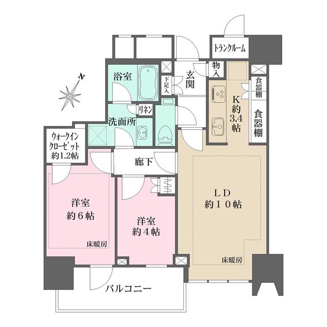 ザ・パークハウス高輪タワー(2LDK/9階)の間取り写真