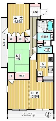 南雪谷サンハイツ(2LDK/3階)の間取り写真