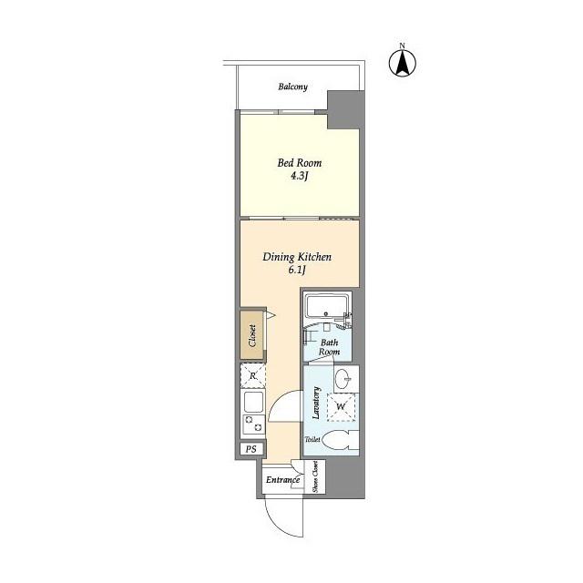プライマル西大島駅前(1DK/9階)の間取り写真