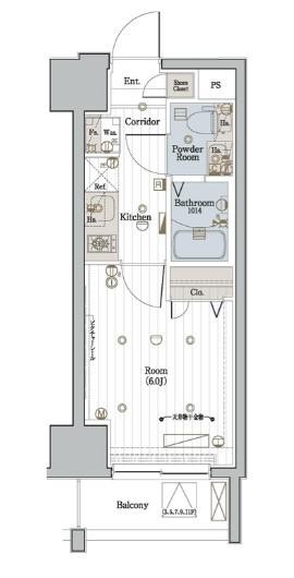メイクスデザイン川崎2(1K/3階)の間取り写真