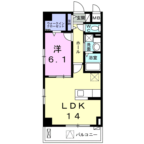 天神台ヒルズ(1LDK/2階)の間取り写真