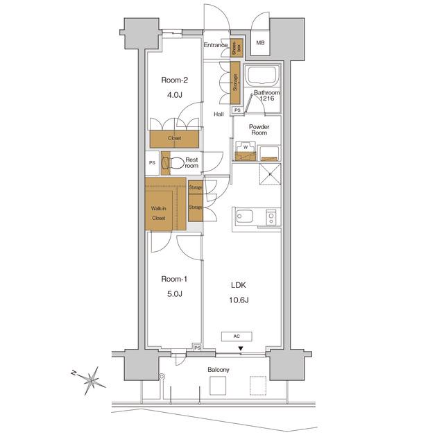 RJRプレシア東十条ガーデン(2LDK/12階)の間取り写真