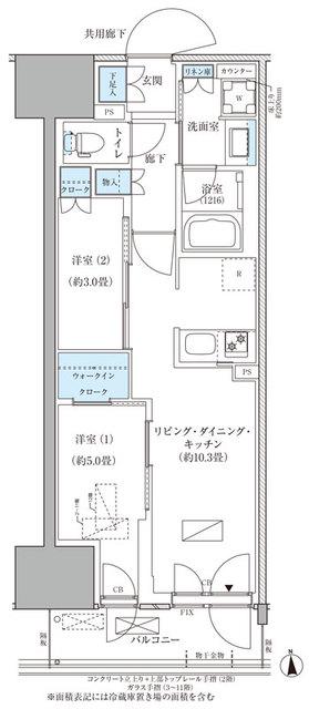 パークアクシス品川天王洲アイル(2LDK/6階)の間取り写真