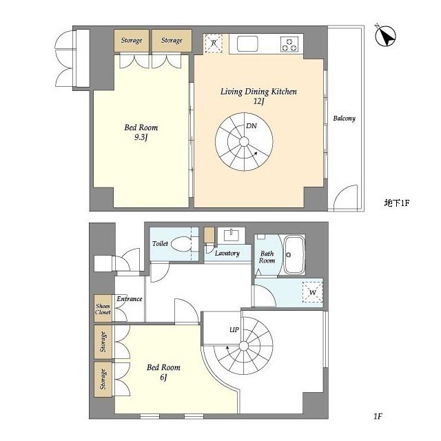 HF目黒行人坂レジデンス(2LDK/1階)の間取り写真