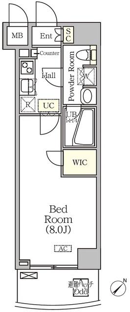 アジールコート門前仲町(1K/9階)の間取り写真
