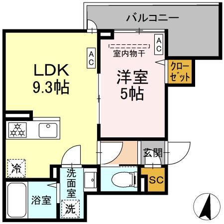 セレスティア大島(1LDK/3階)の間取り写真