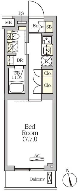 ARKMARK南品川(1K/4階)の間取り写真