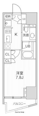 シーズンフラッツ大井町(1K/4階)の間取り写真
