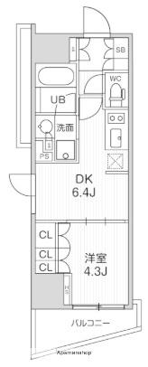 シーズンフラッツ大井町(1DK/9階)の間取り写真