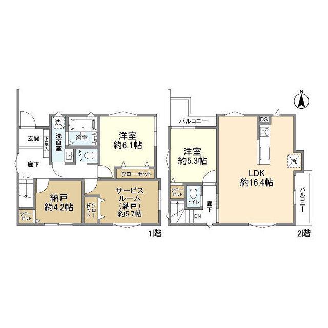 京王電鉄高尾線 京王片倉駅 徒歩6分 2階建 築1年(2SLDK)の間取り写真