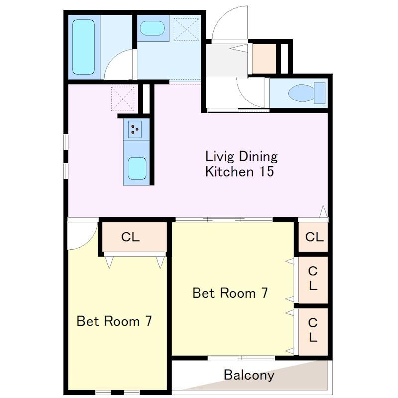 KIYORA武蔵小杉ウエスト(2LDK/3階)の間取り写真
