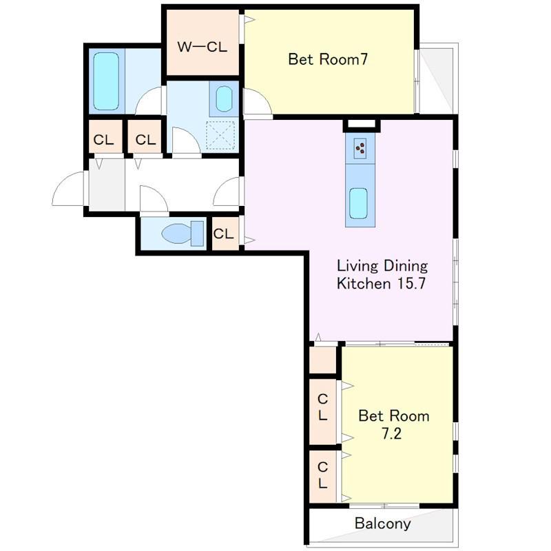 KIYORA武蔵小杉ウエスト(2LDK/2階)の間取り写真