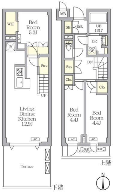 アジールコート都立大学(3LDK/1階)の間取り写真