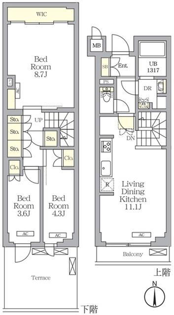 アジールコート都立大学(3LDK/1階)の間取り写真
