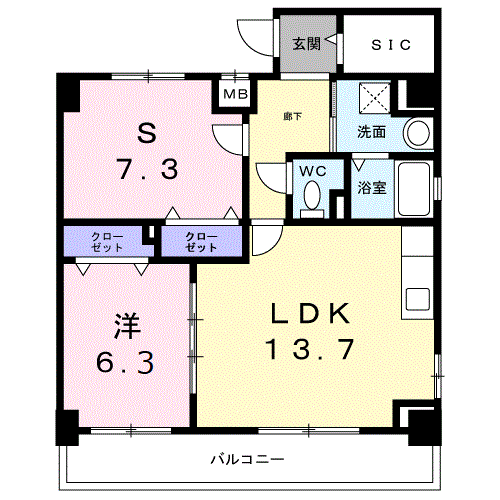 スリールステラ(1SLDK/1階)の間取り写真