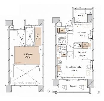 ブランシエスタ新丸子リバーフロント(2LDK/13階)の間取り写真