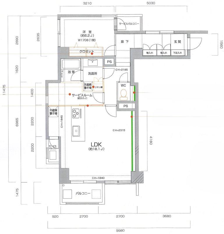 南青山ロイアルハイツ(1LDK/9階)の間取り写真