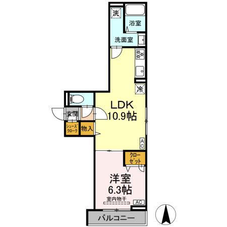 D PAINA 今井南町(1LDK/2階)の間取り写真