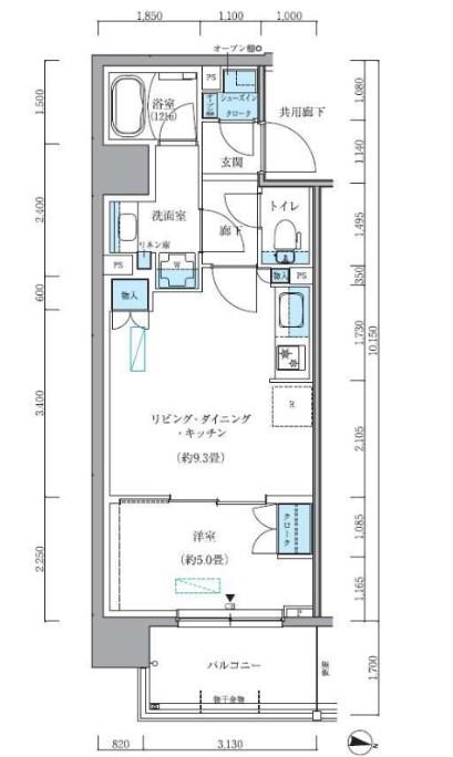 パークアクシス新大橋(1LDK/6階)の間取り写真