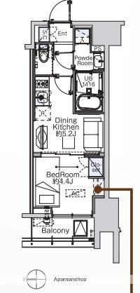 ベルファース蒲田ウエスト(1DK/6階)の間取り写真