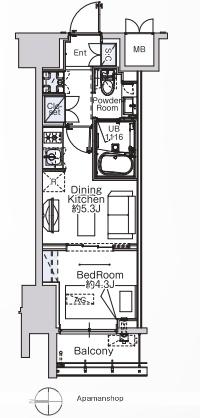 ベルファース蒲田ウエスト(1DK/6階)の間取り写真