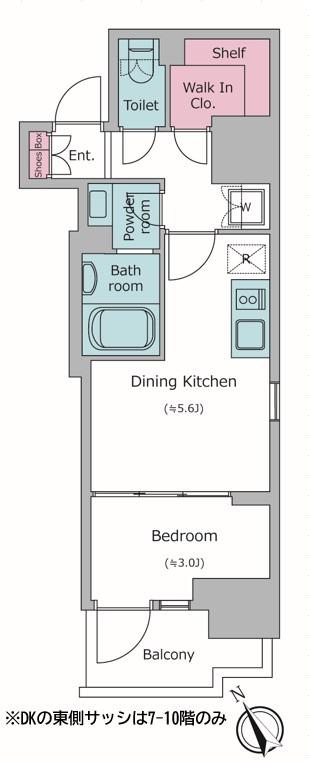 クレストコート門前仲町(1DK/10階)の間取り写真
