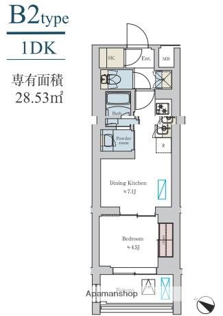 BRILLIA IST 洗足池の杜(1DK/4階)の間取り写真