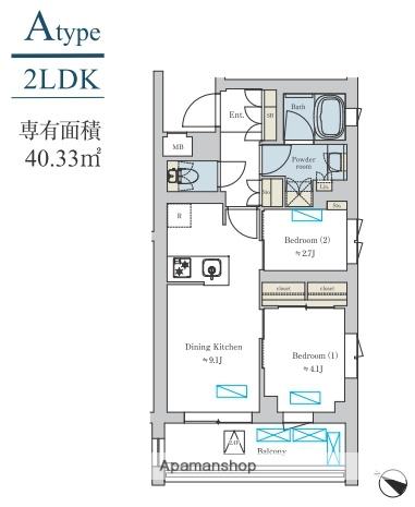 BRILLIA IST 洗足池の杜(2LDK/4階)の間取り写真