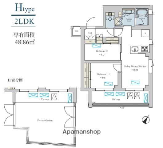 BRILLIA IST 洗足池の杜(2LDK/2階)の間取り写真