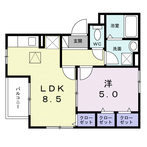 サニーレジデンスⅡ(1LDK/1階)の間取り写真