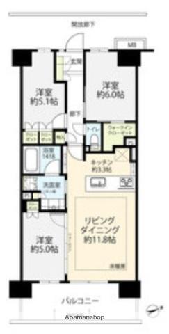 ハイムスイート川崎小島新田(3LDK/2階)の間取り写真