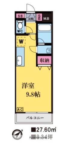 レーベンス八幡(ワンルーム/4階)の間取り写真