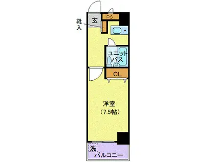 グランシャルム葛西(1K/11階)の間取り写真