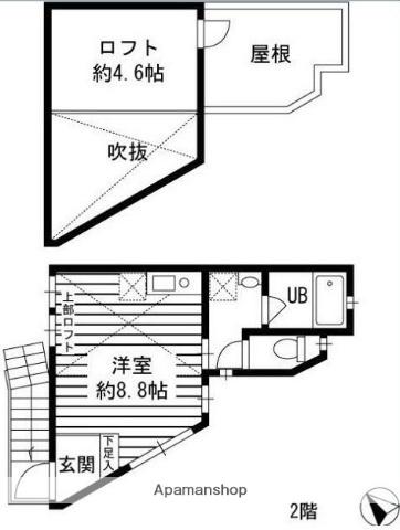 バーンハイツ平井(ワンルーム/2階)の間取り写真