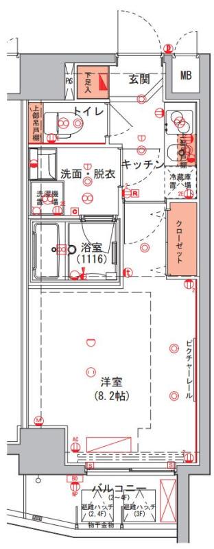 ハーモニーレジデンス東京イーストゲート(1K/1階)の間取り写真