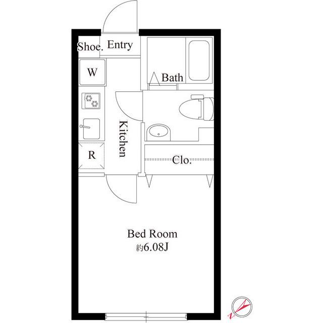 ブランノワール一之江(1K/2階)の間取り写真