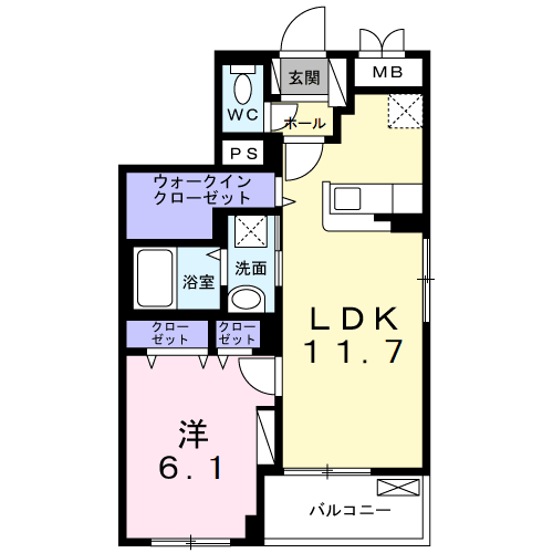 富士見4丁目マンション(1LDK/3階)の間取り写真